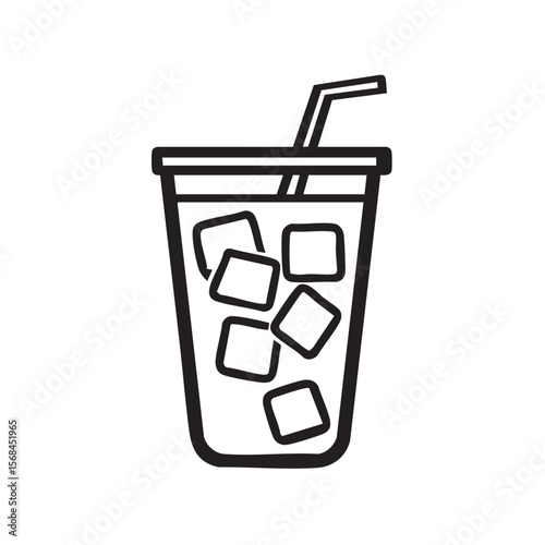 Refreshing cold drink with ice cubes in clear cup for summer enjoyment