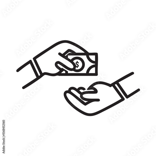 Cash exchange between two hands for transactions and commerce