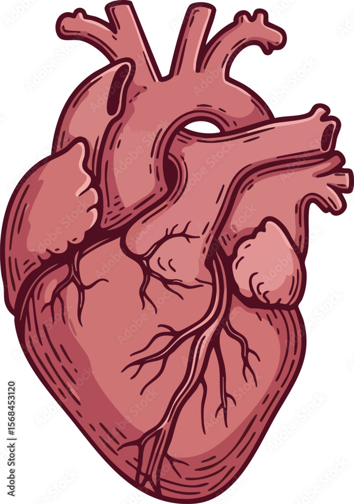 Obraz premium Human anatomical heart detailed illustration for medical education and biology study purposes 