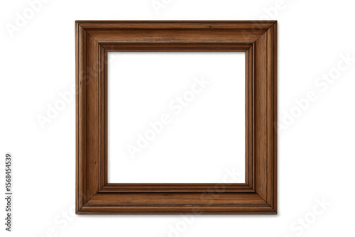 Simple brown wooden frame with transparent background  perfect for showcasing artwork or photographs
