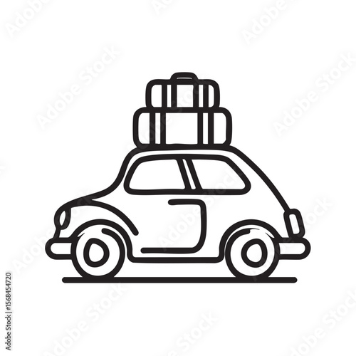 Iconic car with luggage for summer road trip adventure