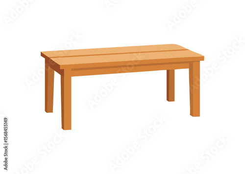 Long wooden table furniture Vector Illustration