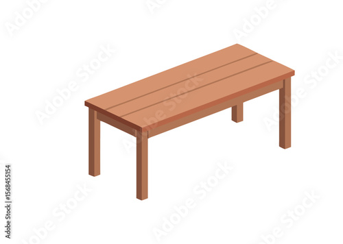 Long wooden table furniture Vector Illustration