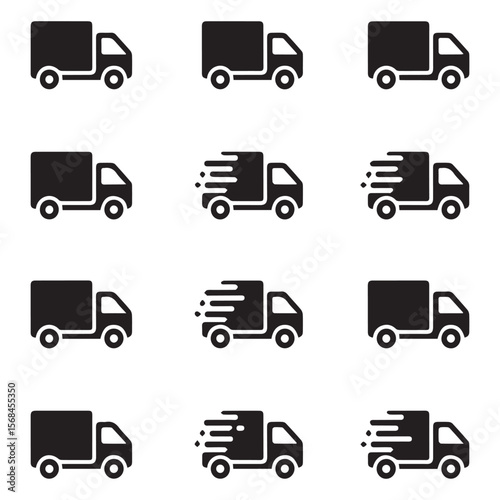 Delivery trucks are isolated on white background