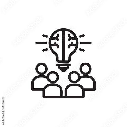 Brainstorming session with light bulb symbolizing creativity