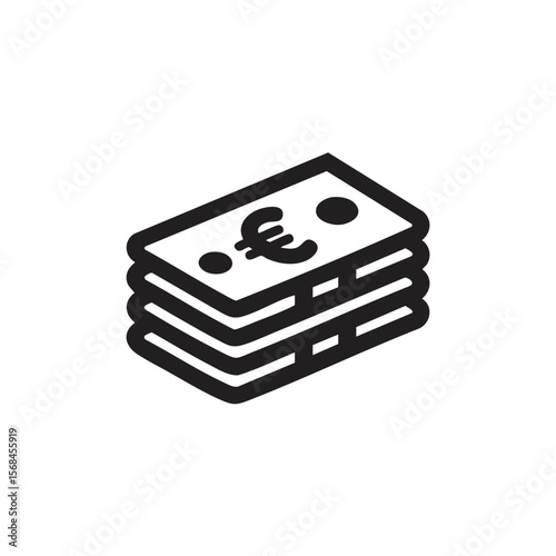 Euro banknotes stacked for financial transactions and savings
