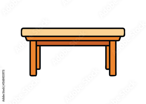 Long wooden table furniture Vector Illustration