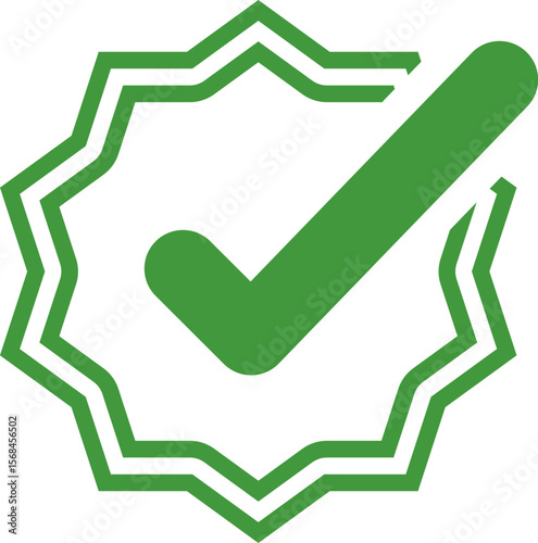 Green Check mark tick verification icon symbol vector. Certified checkmark badge.