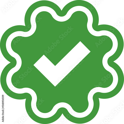 Green Check mark tick verification icon symbol vector. Certified checkmark badge.