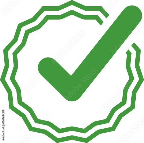 Green Check mark tick verification icon symbol vector. Certified checkmark badge.