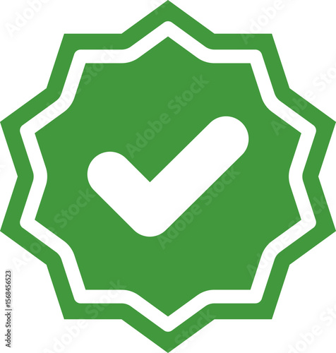 Green Check mark tick verification icon symbol vector. Certified checkmark badge.