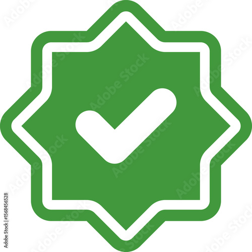 Green Check mark tick verification icon symbol vector. Certified checkmark badge.