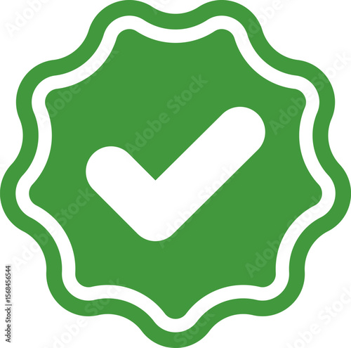 Green Check mark tick verification icon symbol vector. Certified checkmark badge.