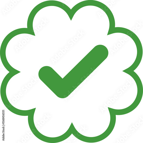Green Check mark tick verification icon symbol vector. Certified checkmark badge.