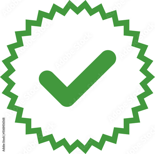 Green Check mark tick verification icon symbol vector. Certified checkmark badge.