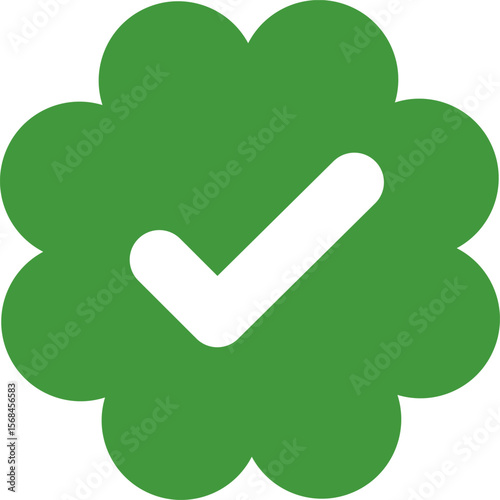 Green Check mark tick verification icon symbol vector. Certified checkmark badge.