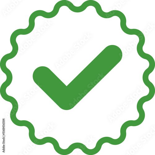 Green Check mark tick verification icon symbol vector. Certified checkmark badge.