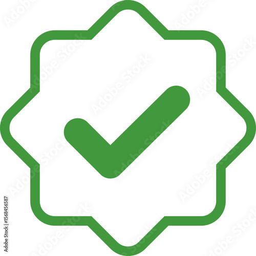 Green Check mark tick verification icon symbol vector. Certified checkmark badge.