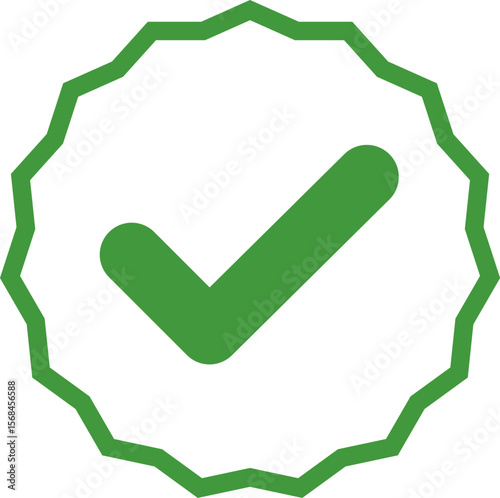Green Check mark tick verification icon symbol vector. Certified checkmark badge.