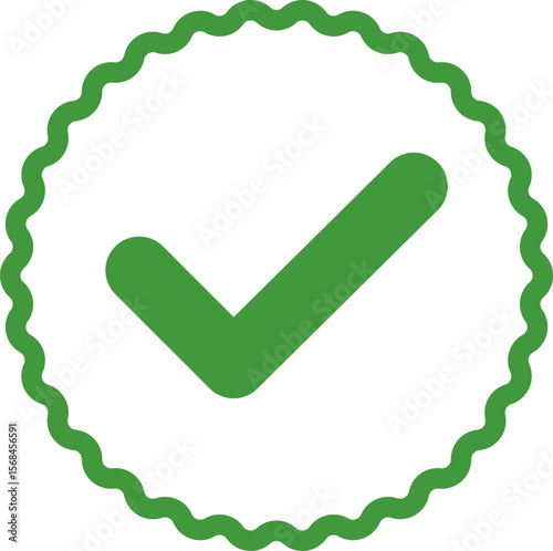 Green Check mark tick verification icon symbol vector. Certified checkmark badge.