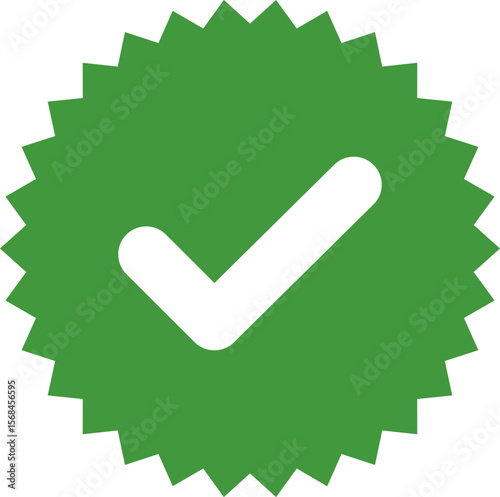 Green Check mark tick verification icon symbol vector. Certified checkmark badge.