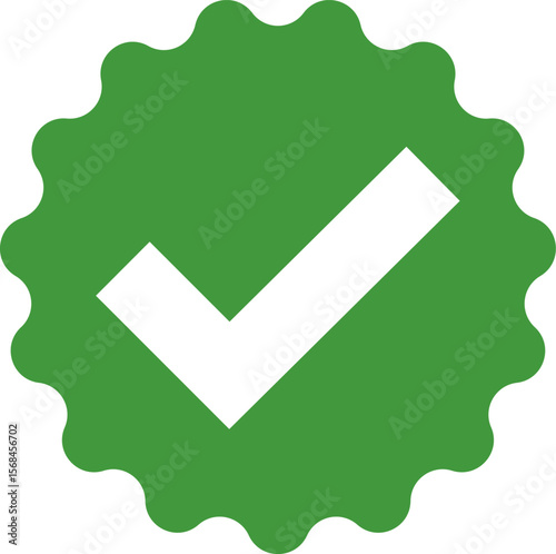 Green Check mark tick verification icon symbol vector. Certified checkmark badge.