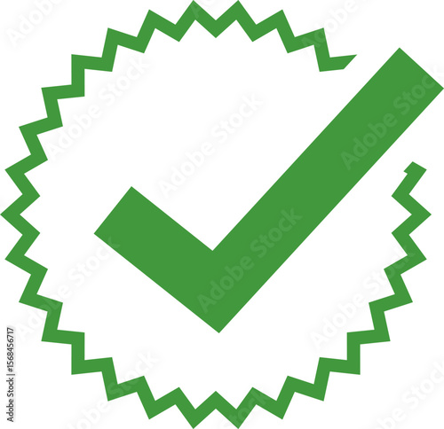 Green Check mark tick verification icon symbol vector. Certified checkmark badge.