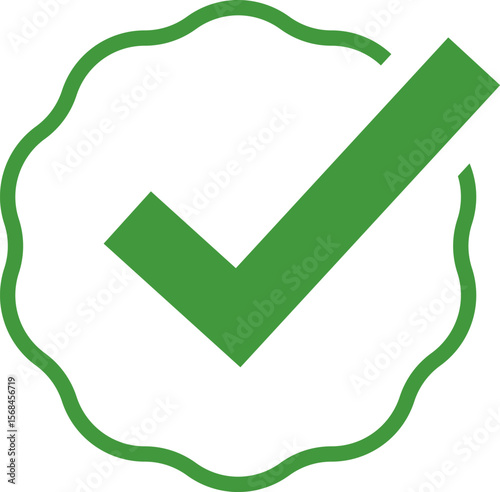 Green Check mark tick verification icon symbol vector. Certified checkmark badge.