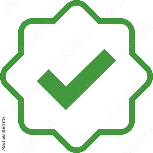 Green Check mark tick verification icon symbol vector. Certified checkmark badge.