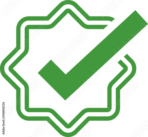 Green Check mark tick verification icon symbol vector. Certified checkmark badge.