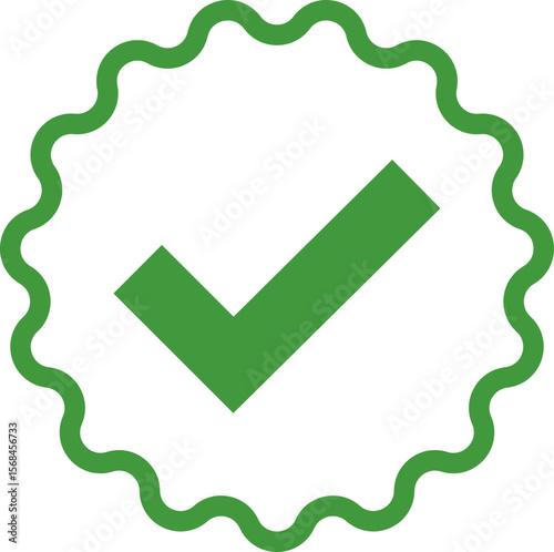 Green Check mark tick verification icon symbol vector. Certified checkmark badge.