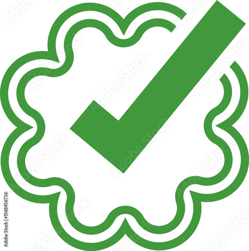 Green Check mark tick verification icon symbol vector. Certified checkmark badge.