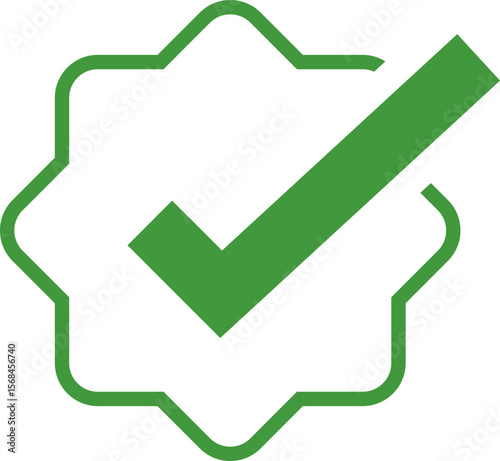 Green Check mark tick verification icon symbol vector. Certified checkmark badge.
