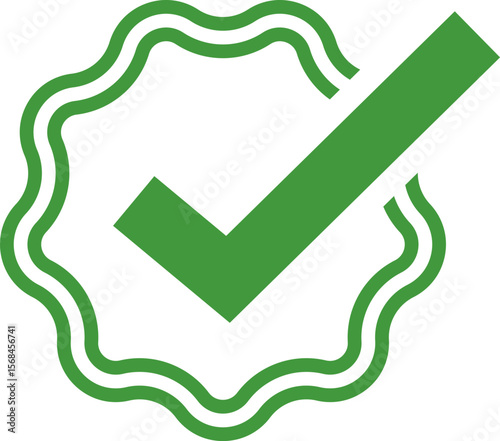Green Check mark tick verification icon symbol vector. Certified checkmark badge.
