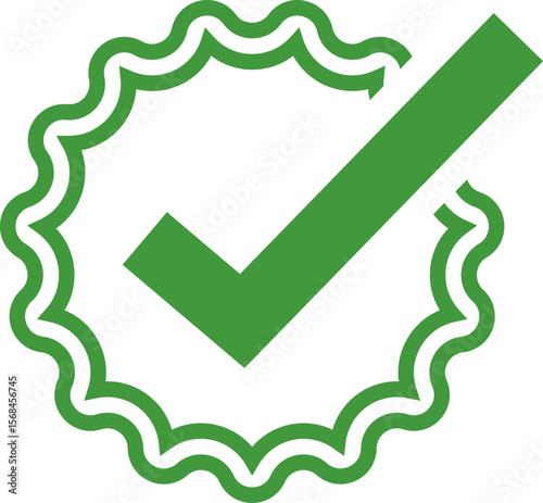 Green Check mark tick verification icon symbol vector. Certified checkmark badge.