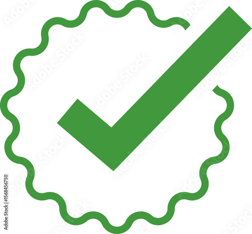 Green Check mark tick verification icon symbol vector. Certified checkmark badge.