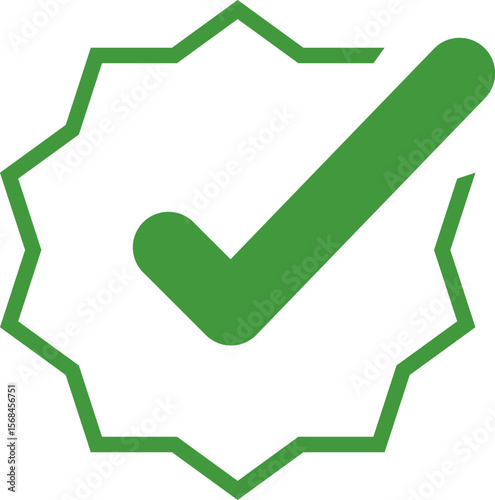 Green Check mark tick verification icon symbol vector. Certified checkmark badge.