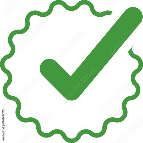 Green Check mark tick verification icon symbol vector. Certified checkmark badge.