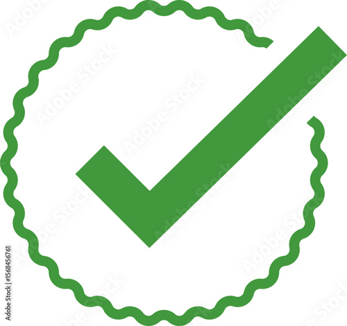 Green Check mark tick verification icon symbol vector. Certified checkmark badge.