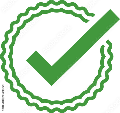 Green Check mark tick verification icon symbol vector. Certified checkmark badge.