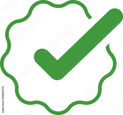 Green Check mark tick verification icon symbol vector. Certified checkmark badge.