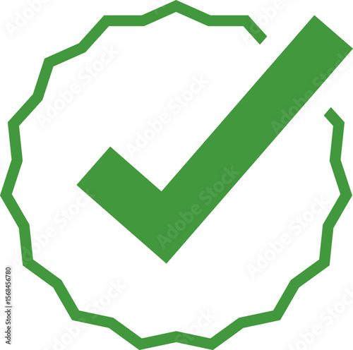 Green Check mark tick verification icon symbol vector. Certified checkmark badge.