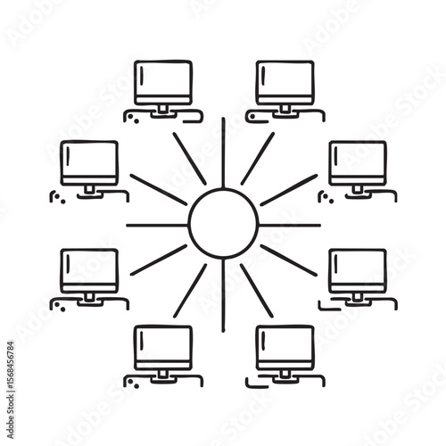 Network connection diagram representing central server communication