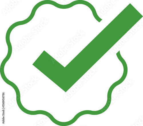 Green Check mark tick verification icon symbol vector. Certified checkmark badge.