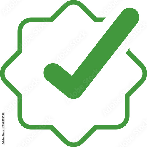 Green Check mark tick verification icon symbol vector. Certified checkmark badge.