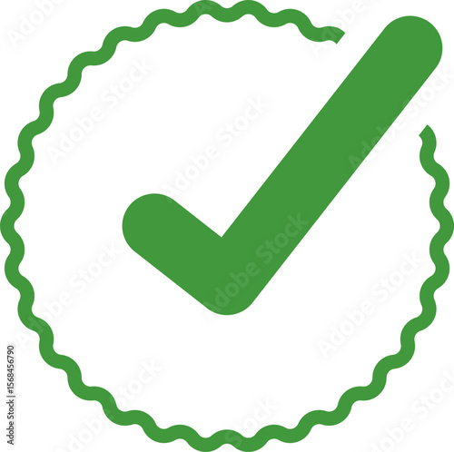 Green Check mark tick verification icon symbol vector. Certified checkmark badge.