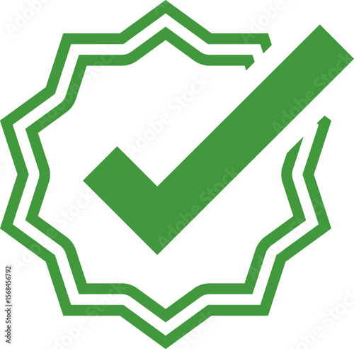 Green Check mark tick verification icon symbol vector. Certified checkmark badge.