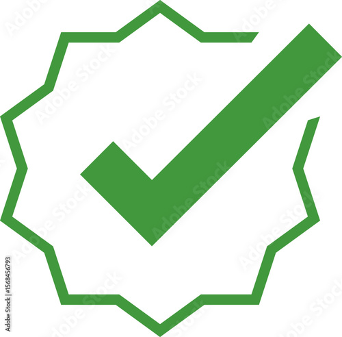 Green Check mark tick verification icon symbol vector. Certified checkmark badge.