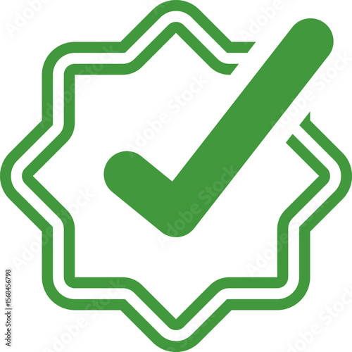 Green Check mark tick verification icon symbol vector. Certified checkmark badge.