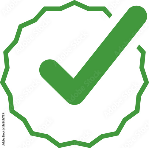 Green Check mark tick verification icon symbol vector. Certified checkmark badge.